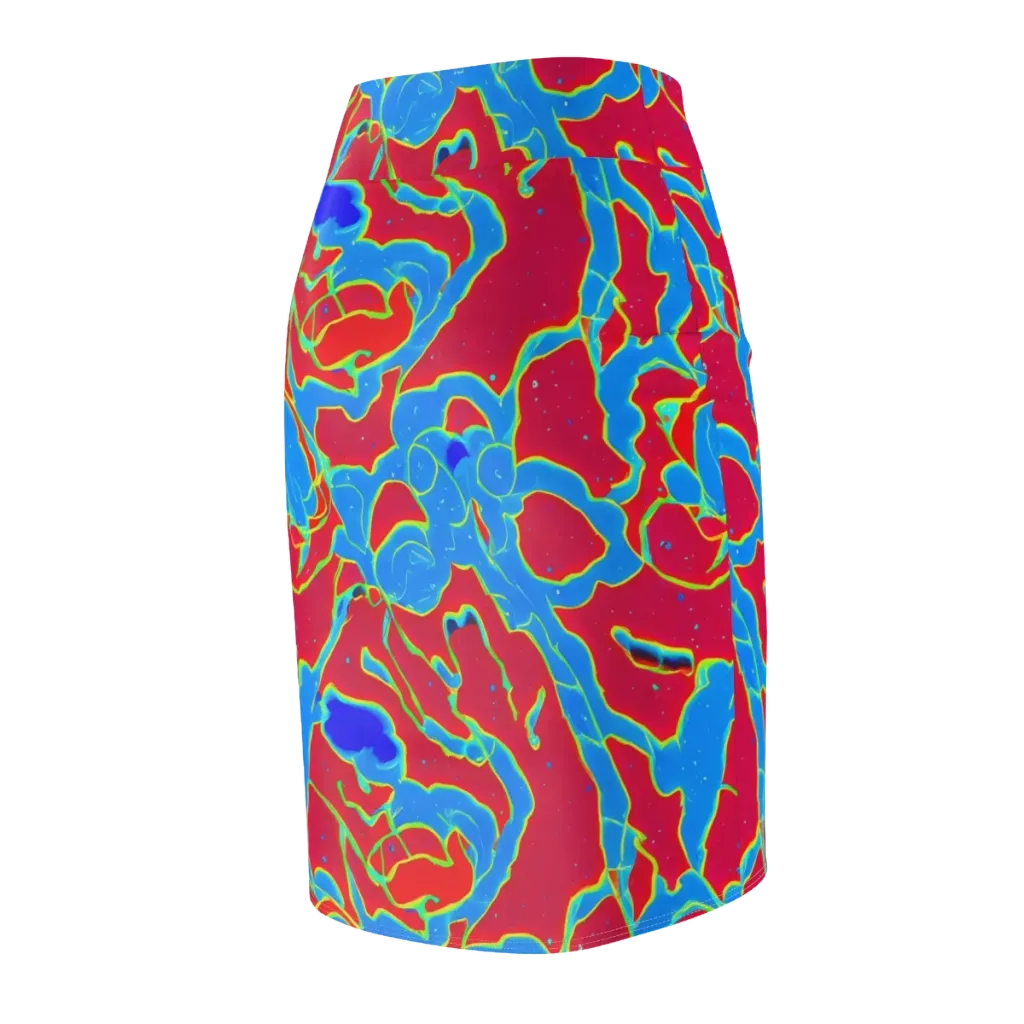 Electric Bloom on Pencil Skirt — Back Side