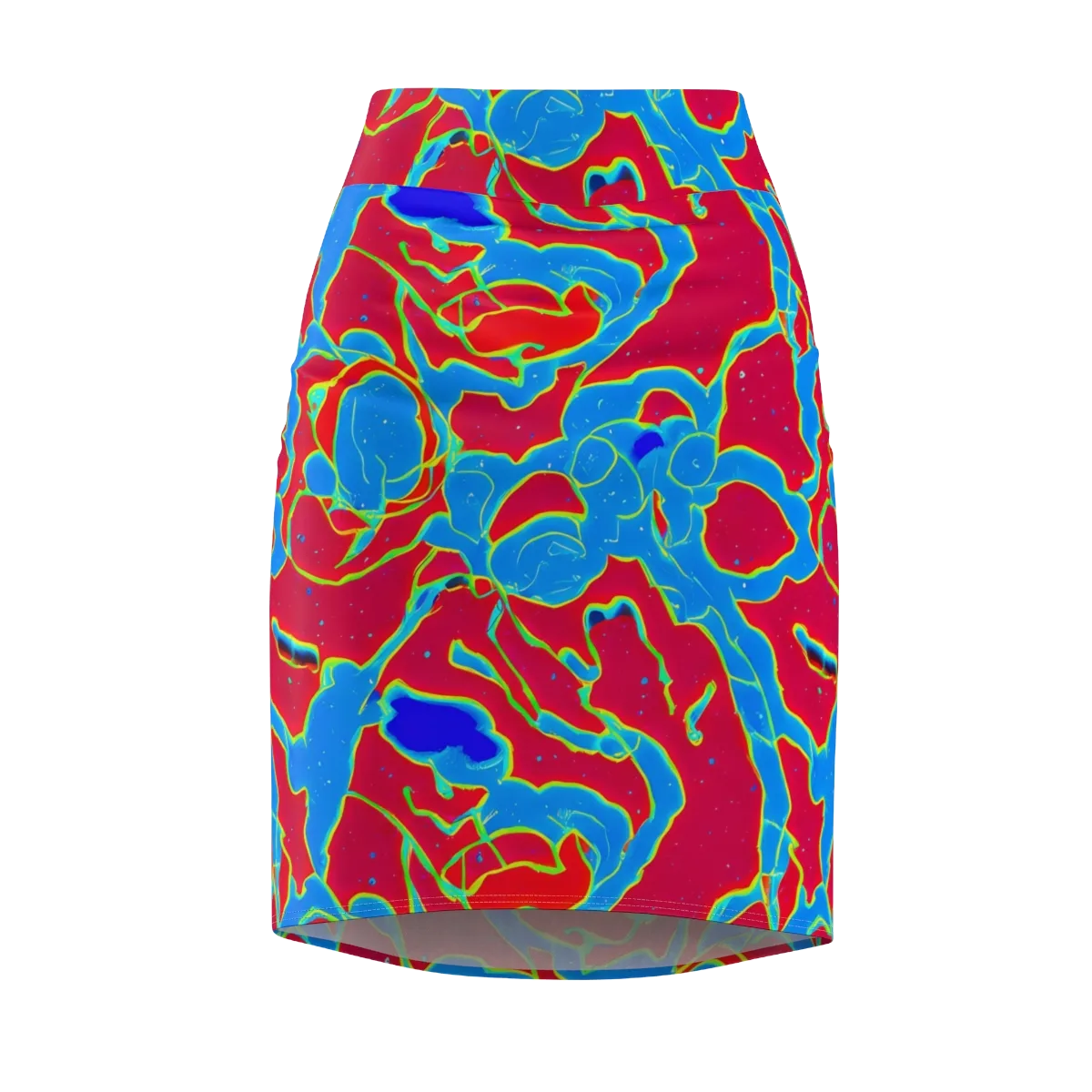 Electric Bloom on Pencil Skirt — Front
