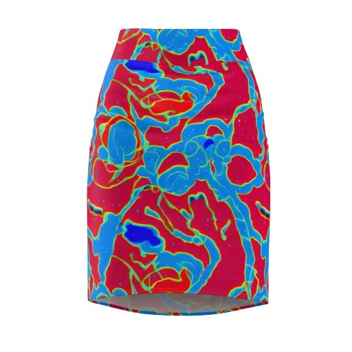 Electric Bloom on a Pencil Skirt