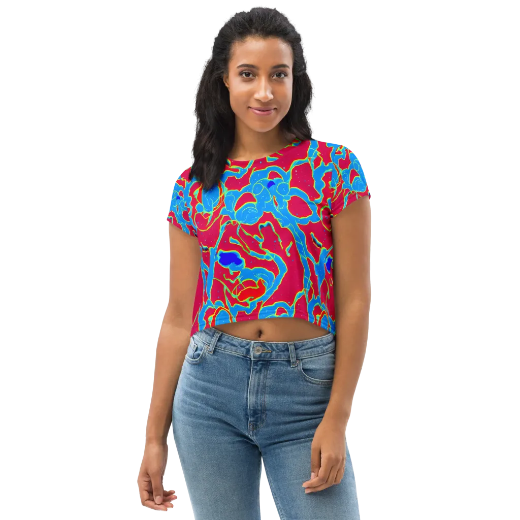 Electric Bloom on Crop Tee — Front
