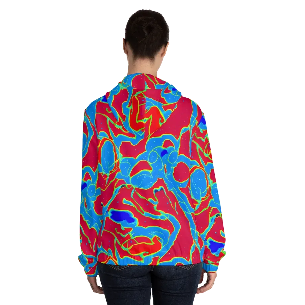 Electric Bloom on Women's Full-Zip Hoodie — Back On Person