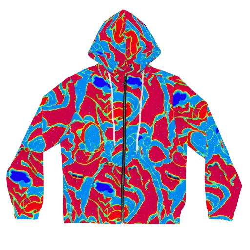 Electric Bloom on a Women's Full-Zip Hoodie