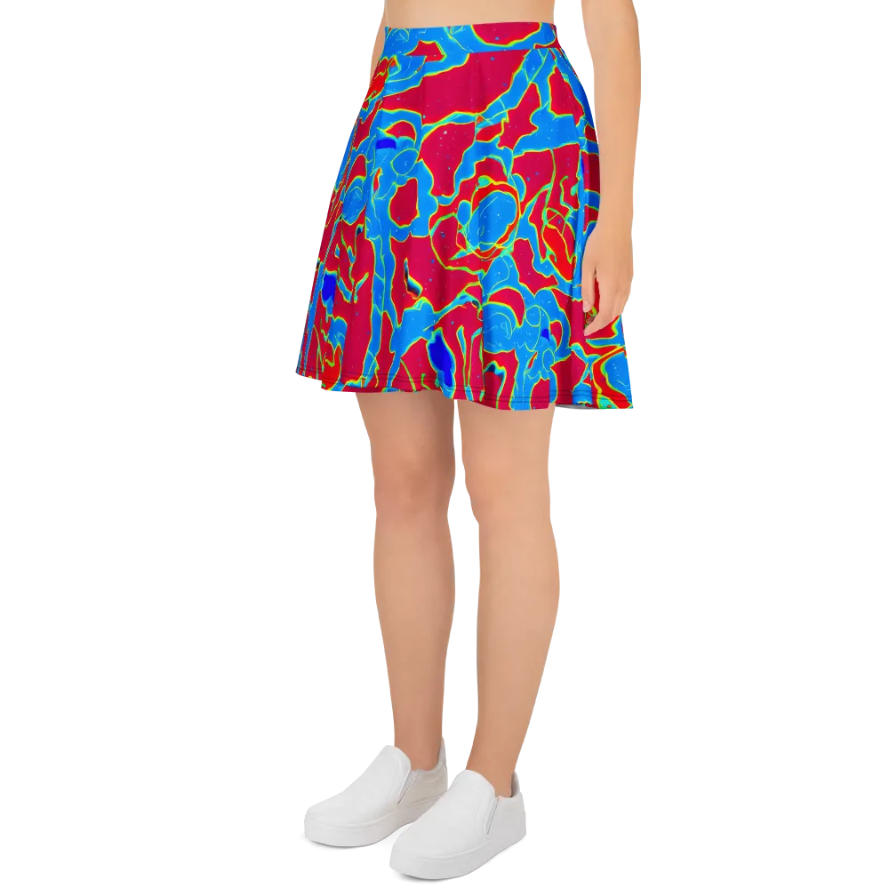 Electric Bloom on Skater Skirt — Left