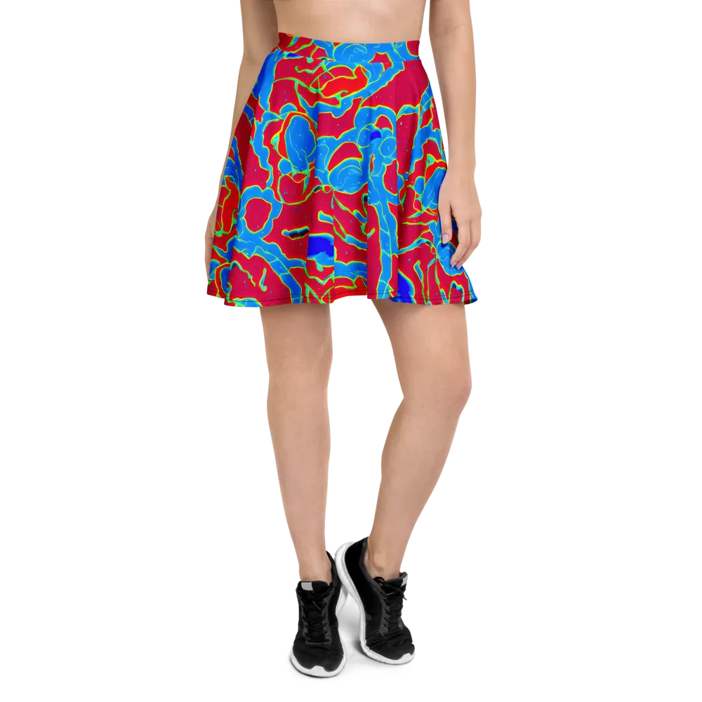 Electric Bloom on Skater Skirt — Front