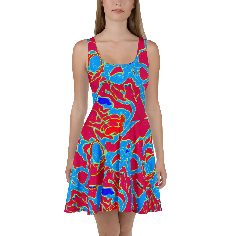 Electric Bloom on Skater Dress — Front