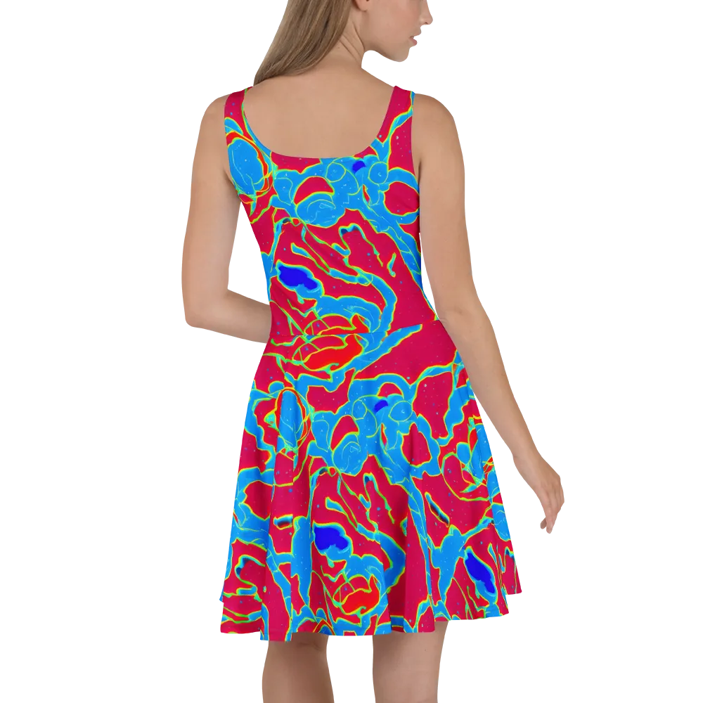 Electric Bloom on Skater Dress — Back