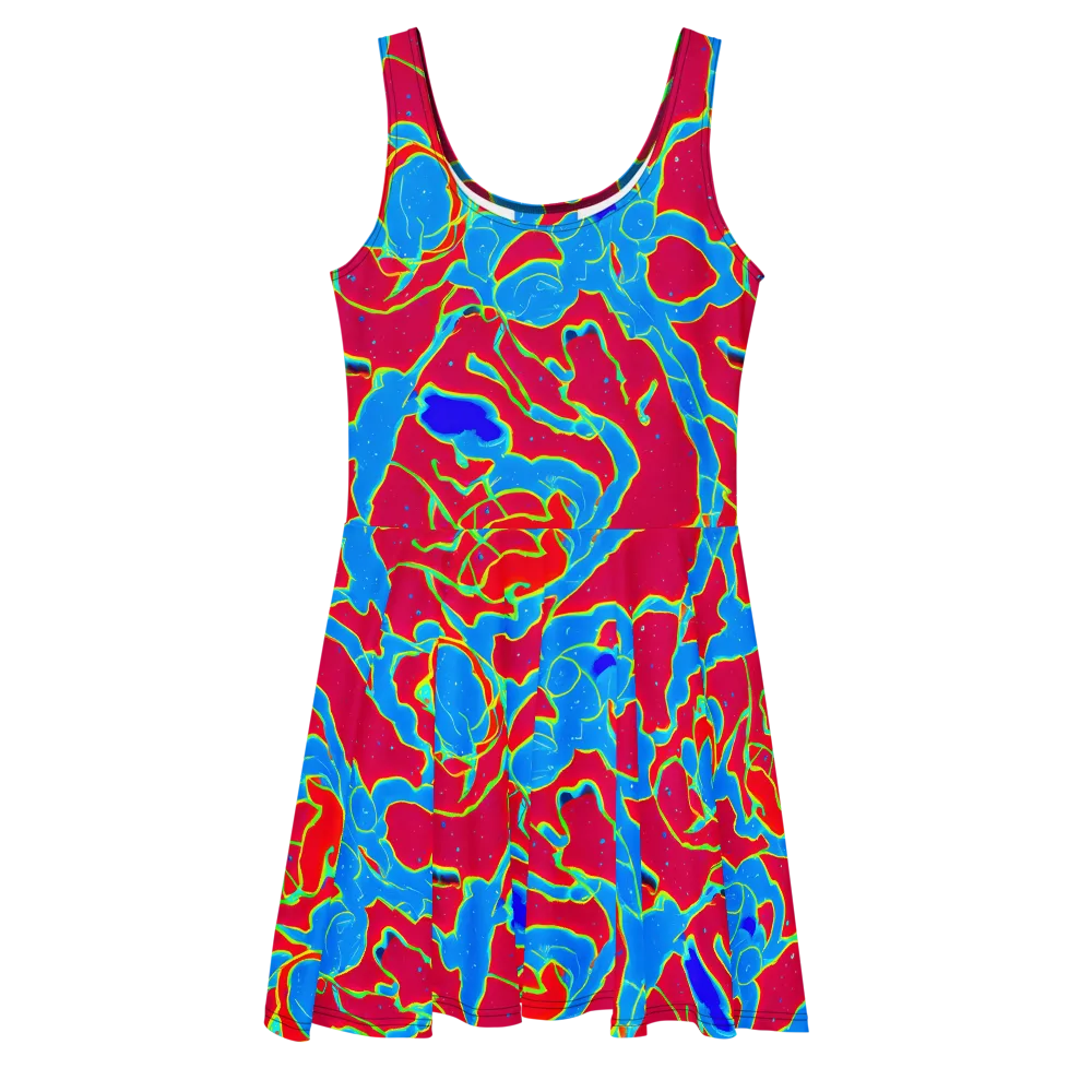 Electric Bloom on Skater Dress — Front