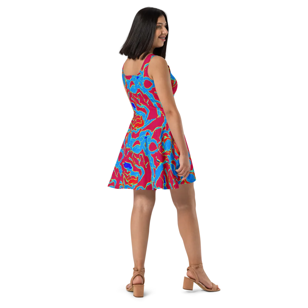 Electric Bloom on Skater Dress — Right