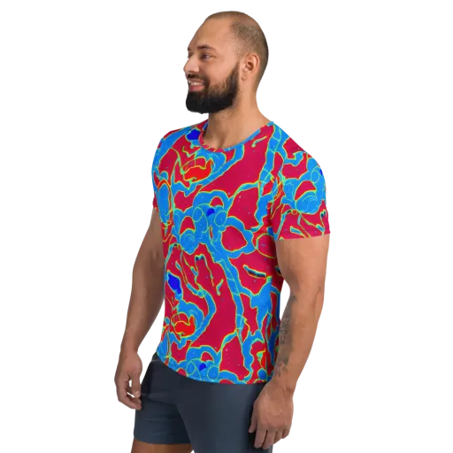 Electric Bloom on a Men's Athletic T-Shirt