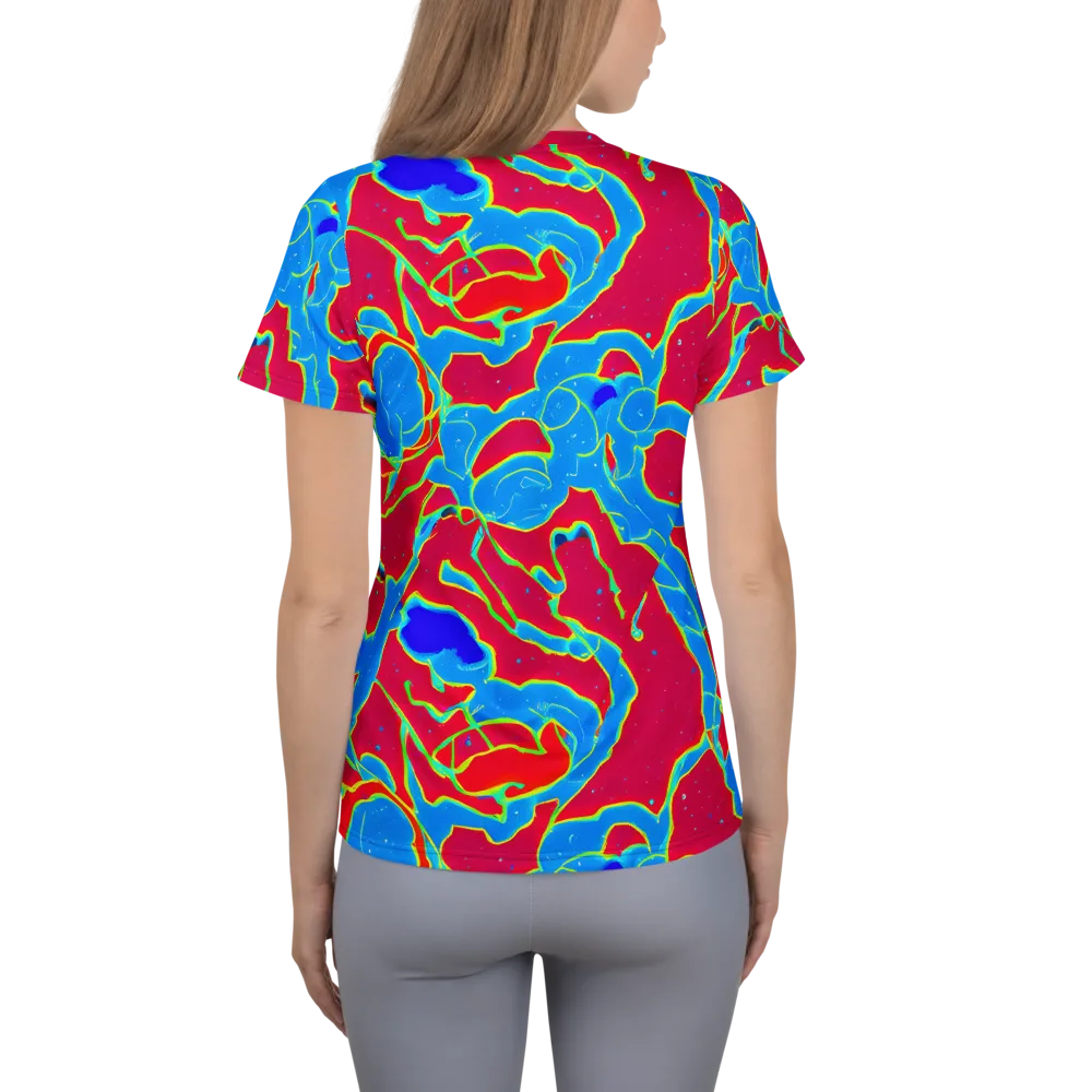 Electric Bloom on Women's Athletic T-Shirt — Back