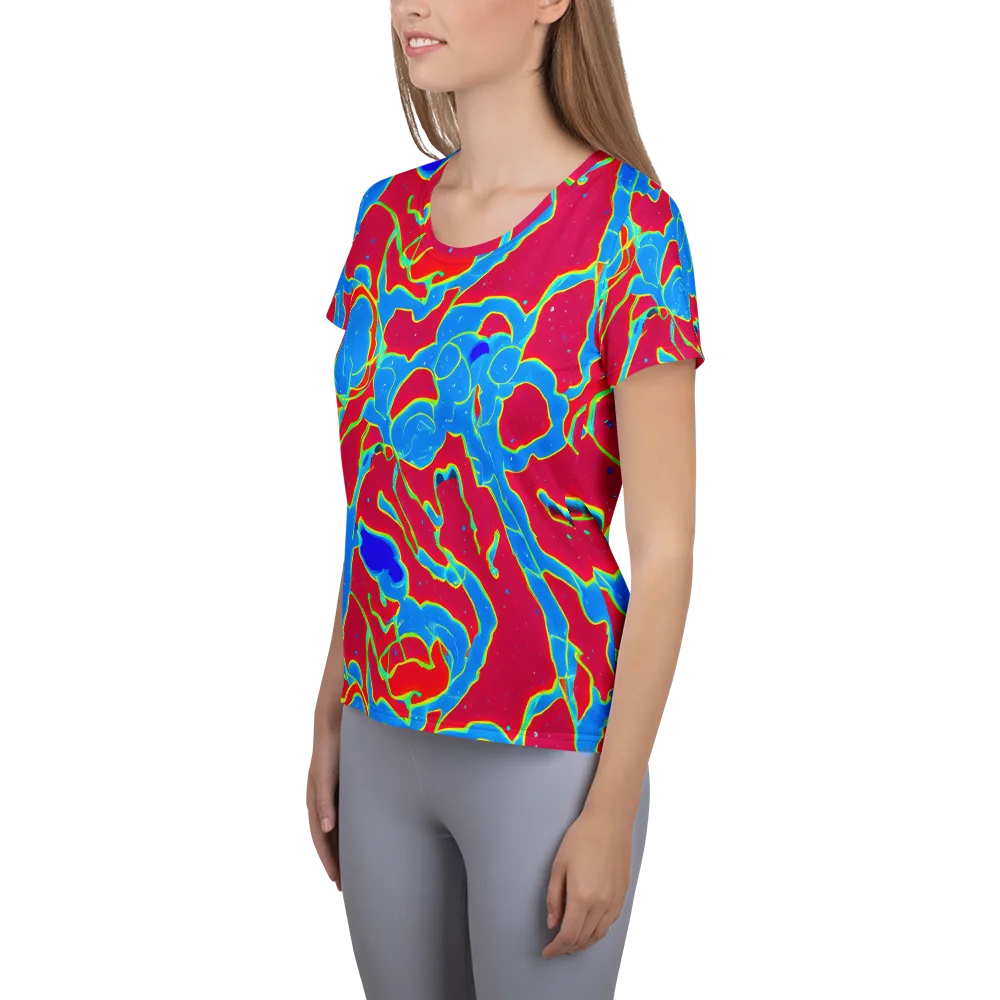Electric Bloom on Women's Athletic T-Shirt — Left