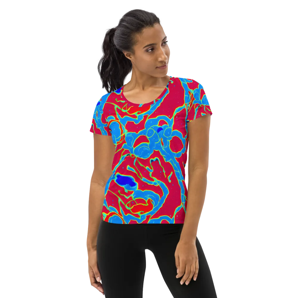 Electric Bloom on Women's Athletic T-Shirt — Front