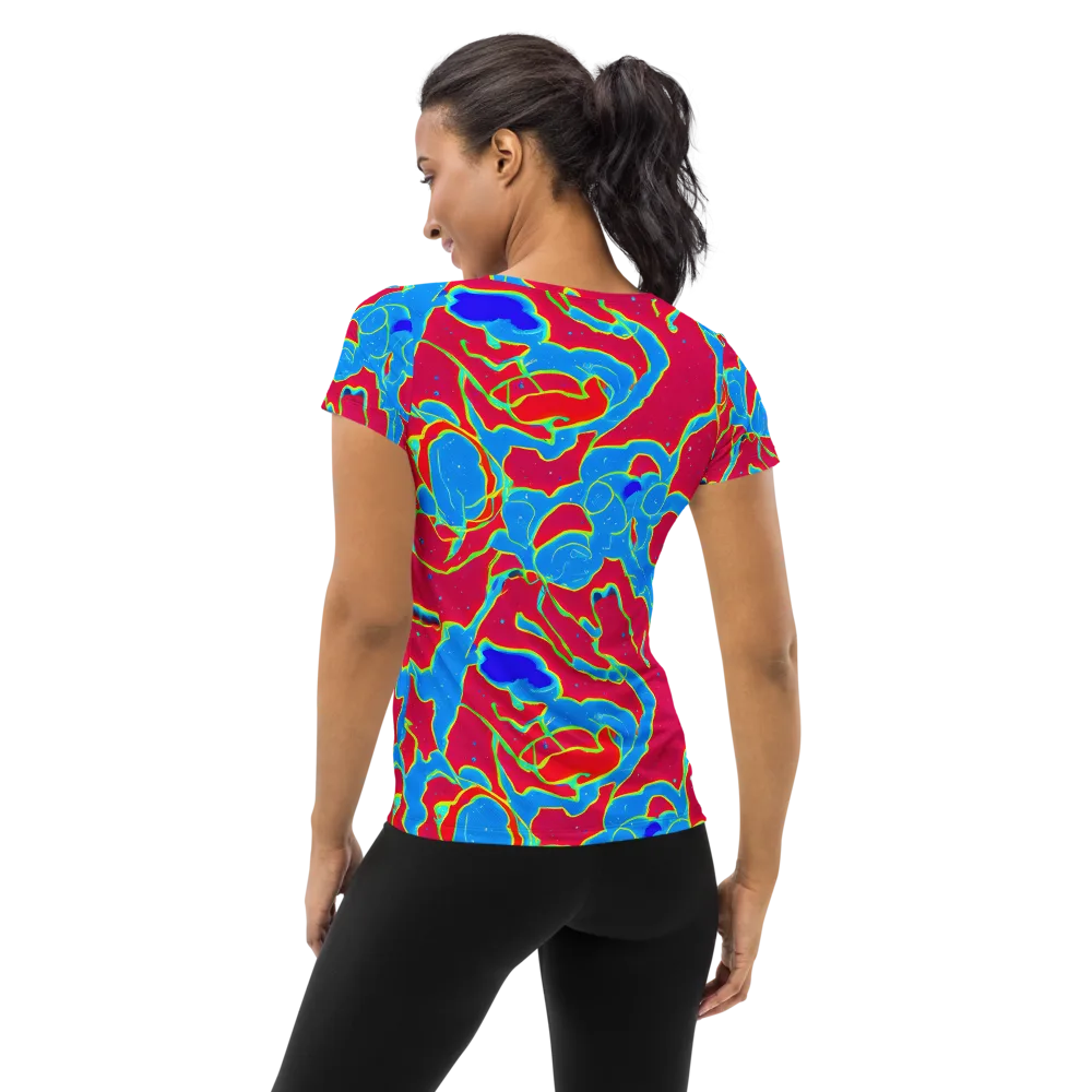 Electric Bloom on Women's Athletic T-Shirt — Back