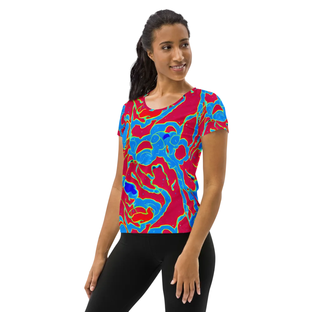 Electric Bloom on Women's Athletic T-Shirt — Left