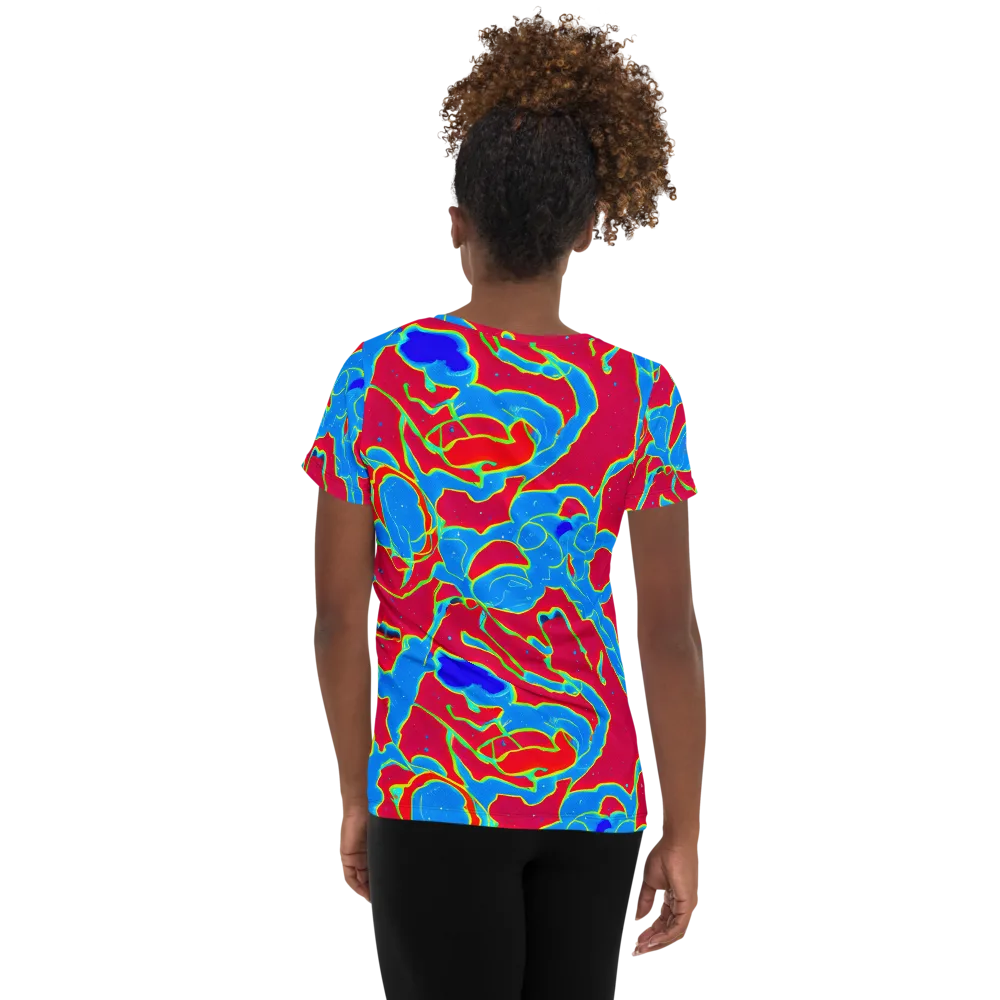 Electric Bloom on Women's Athletic T-Shirt — Back