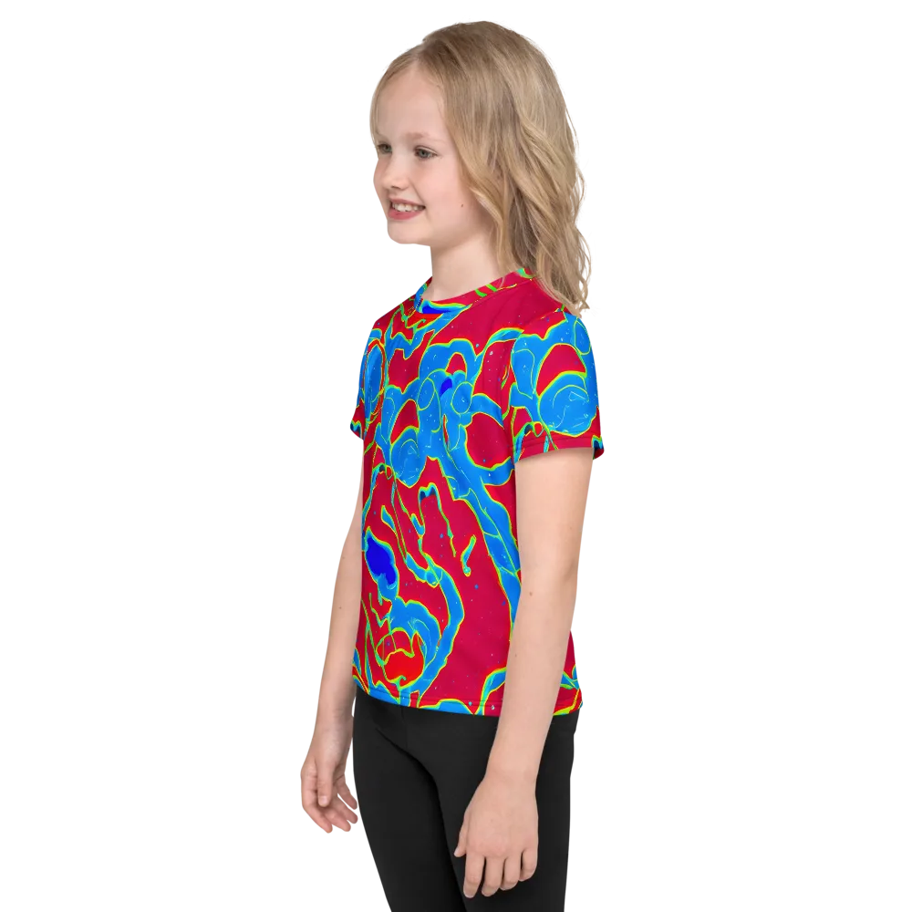 Electric Bloom on Kids Crew Neck T-Shirt — Left