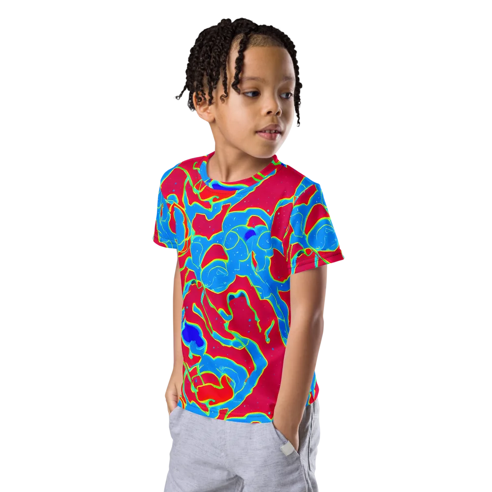 Electric Bloom on Kids Crew Neck T-Shirt — Left Front