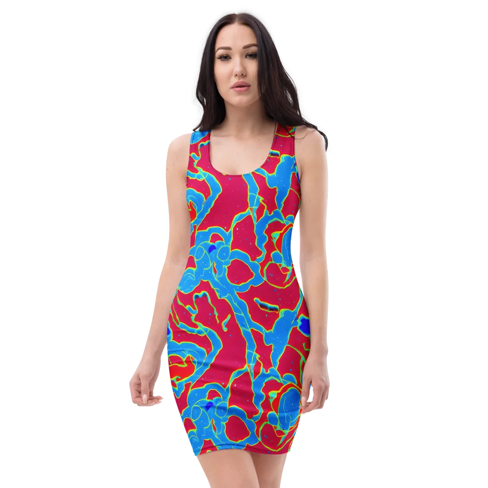 Electric Bloom on Bodycon Dress — Front