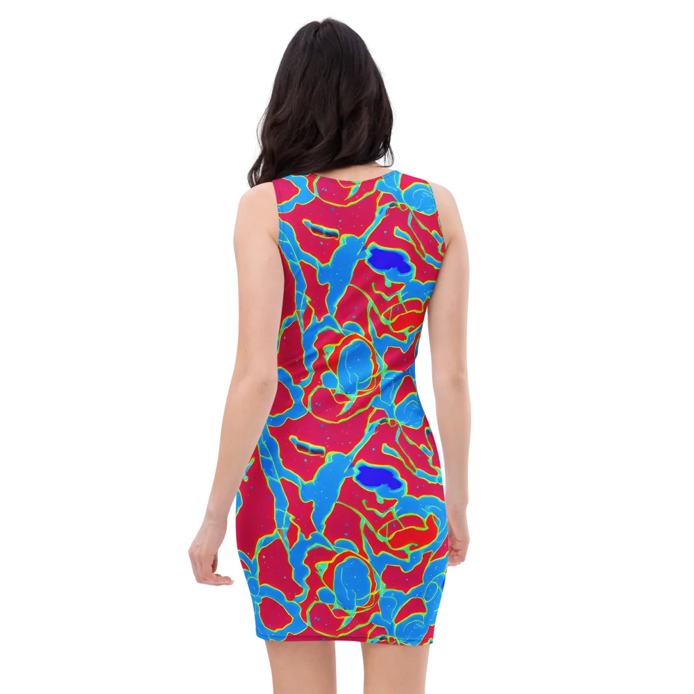 Electric Bloom on Bodycon Dress — Back