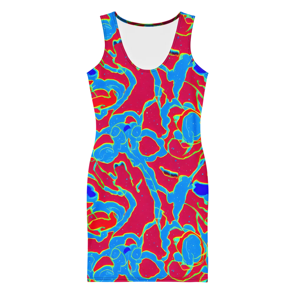 Electric Bloom on Bodycon Dress — Front