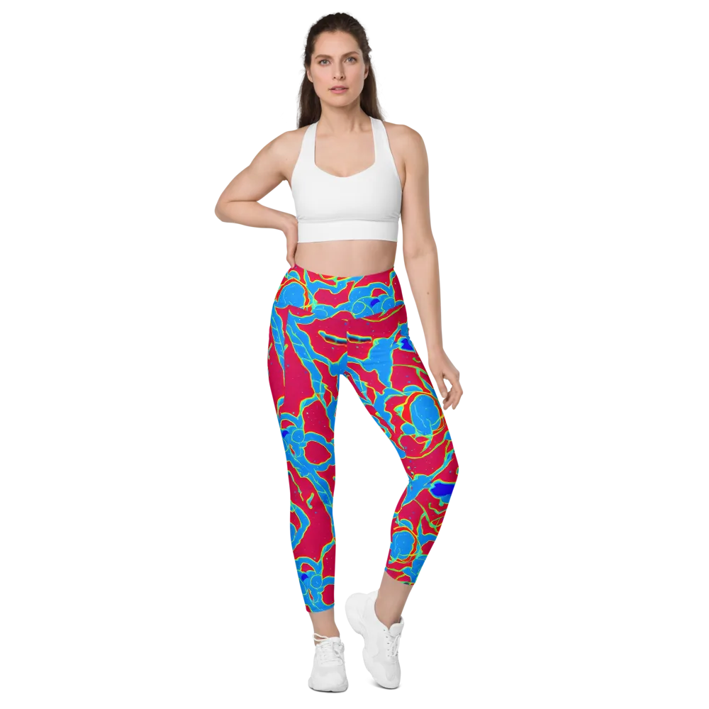 Electric Bloom on Leggings with Pockets — Front