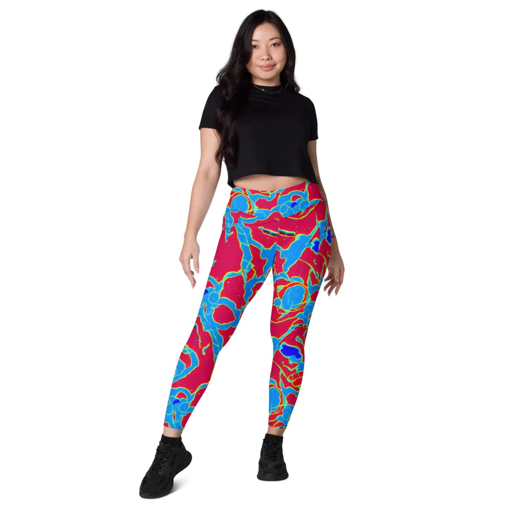 Electric Bloom on Leggings with Pockets — Front