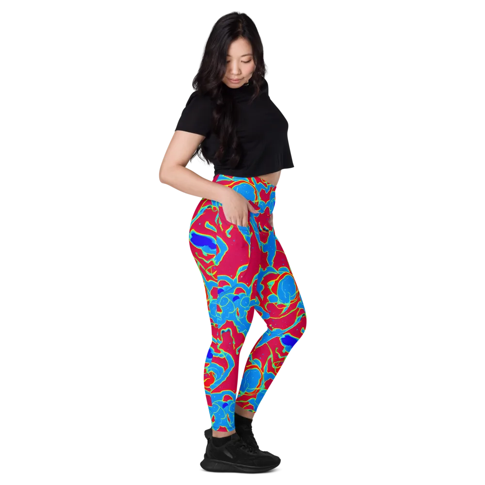 Electric Bloom on Leggings with Pockets — Right