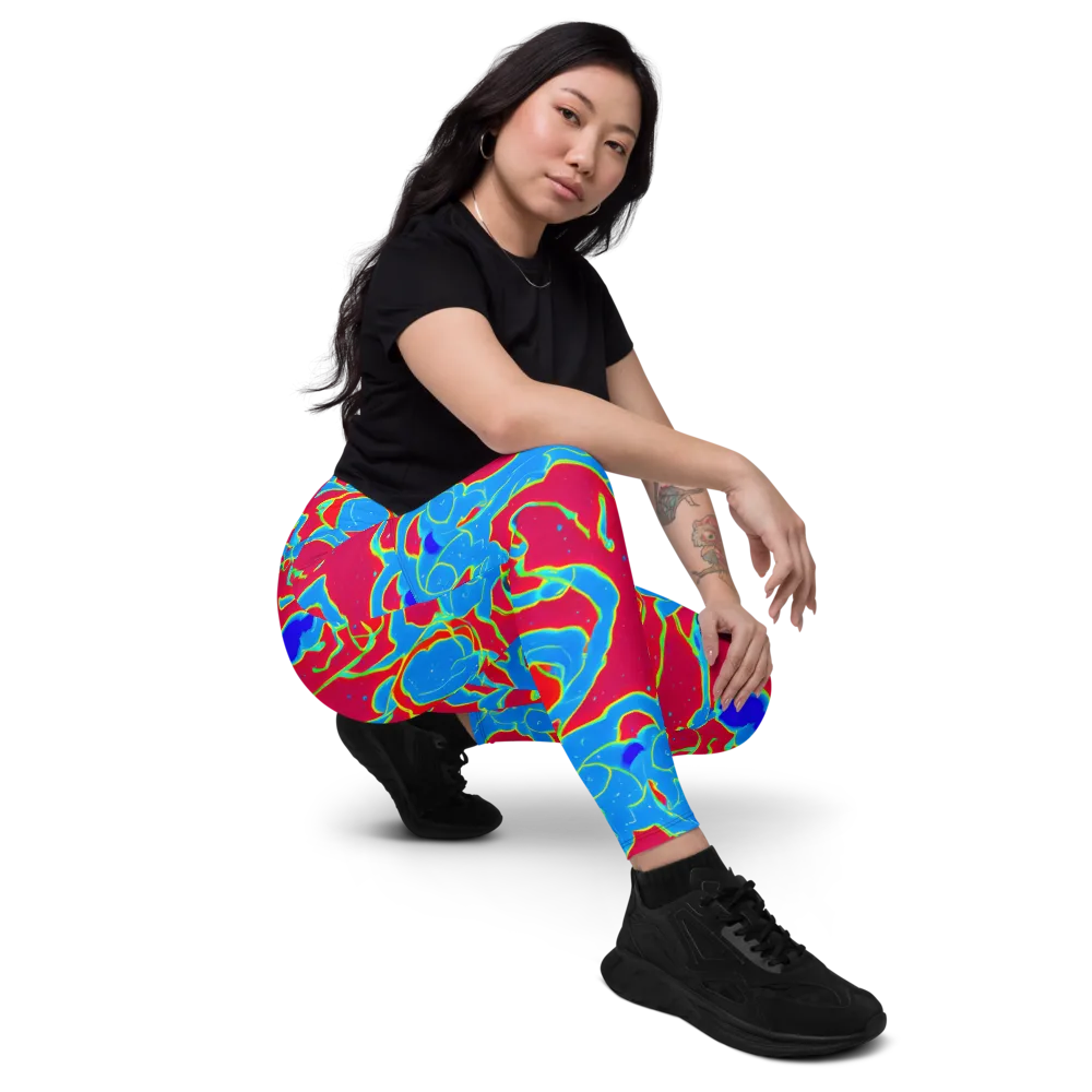 Electric Bloom on Leggings with Pockets — Right Front