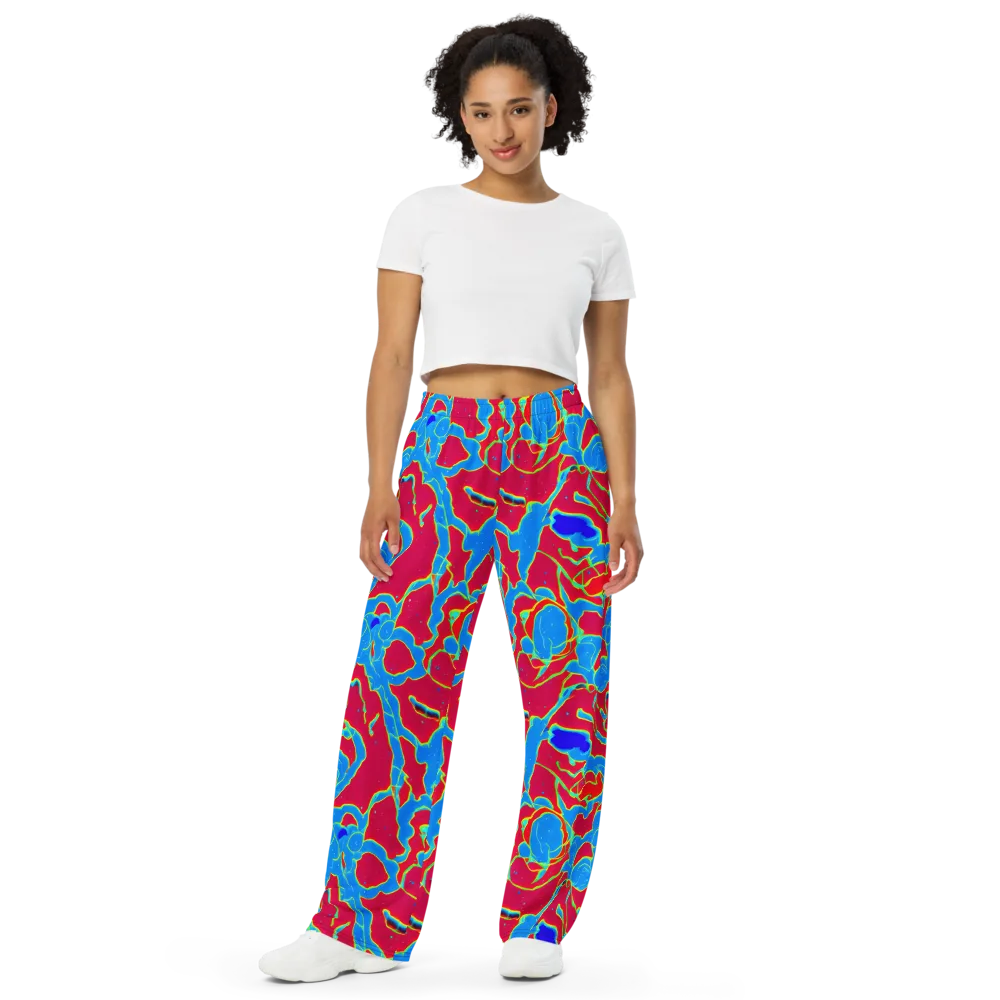 Electric Bloom on Wide-Leg Pants — Front