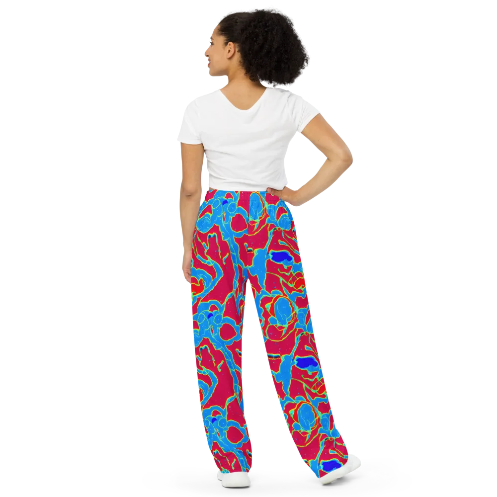 Electric Bloom on Wide-Leg Pants — Back