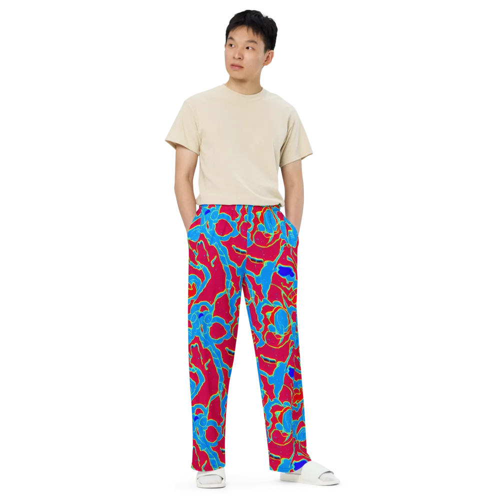 Electric Bloom on Wide-Leg Pants — Front