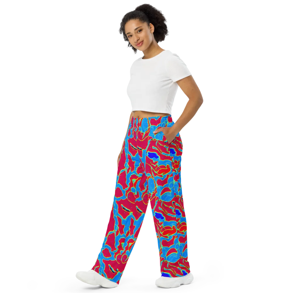 Electric Bloom on Wide-Leg Pants — Left Front