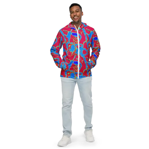 Electric Bloom on a Men's Windbreaker