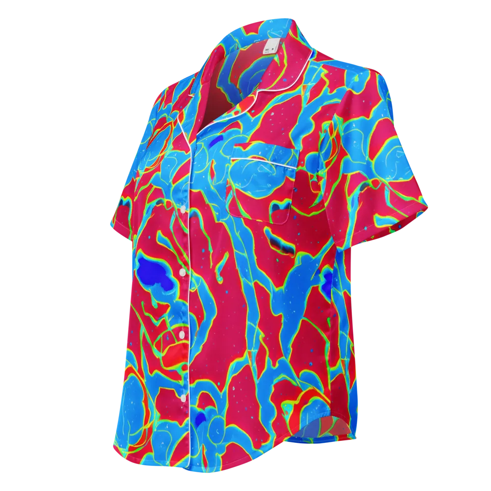 Electric Bloom on Women's Short Sleeve Pajama Top — Left Front