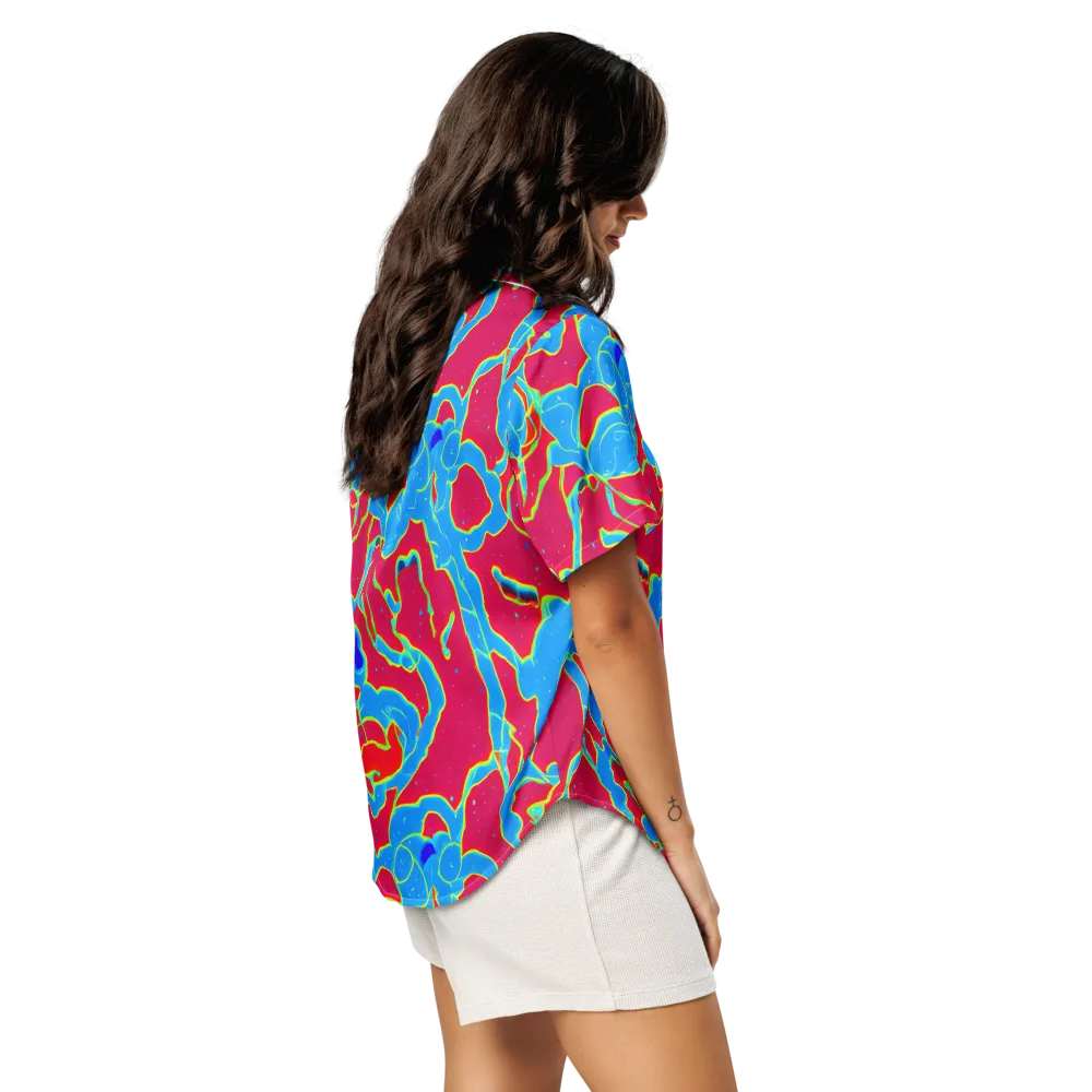 Electric Bloom on Women's Short Sleeve Pajama Top — Right Back