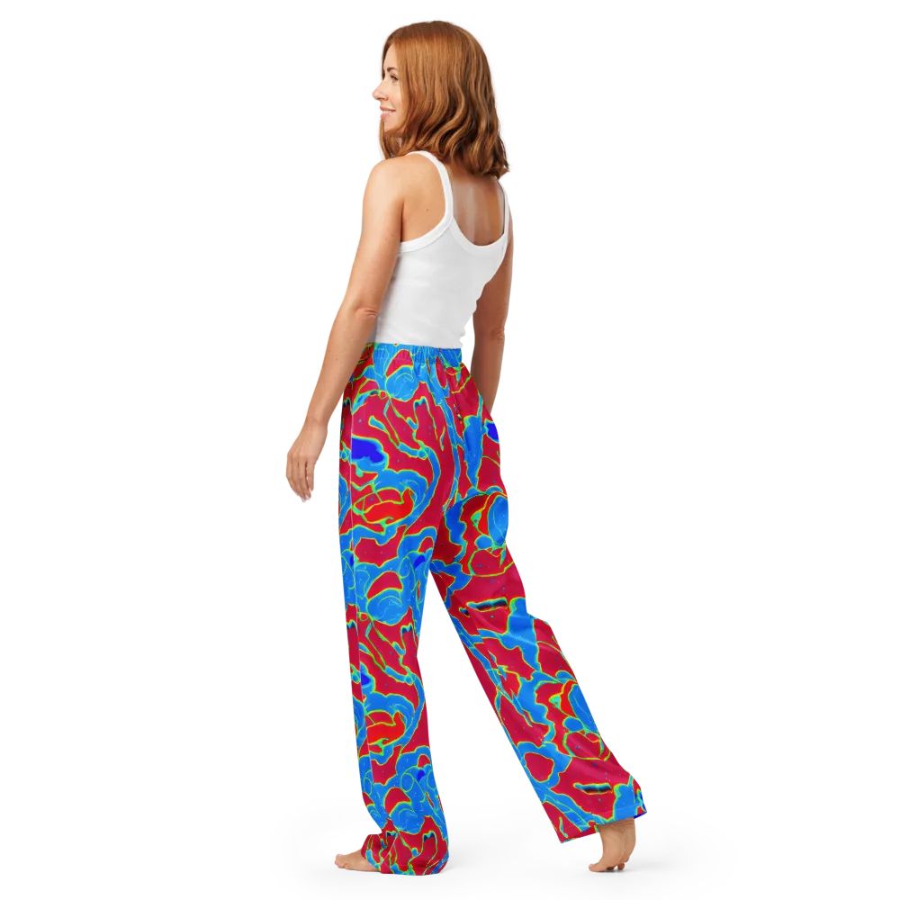Electric Bloom on Women's Pajama Pants — Back
