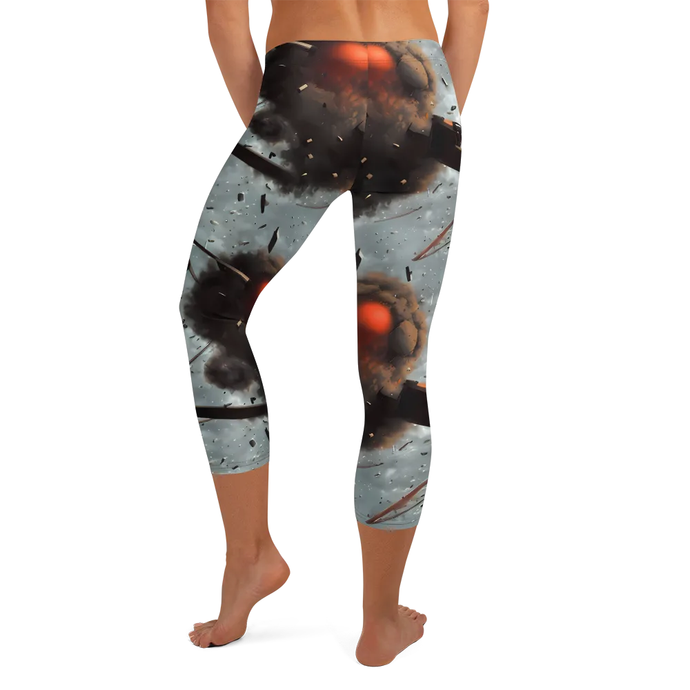 Celestial Collision on Capri Leggings — Back