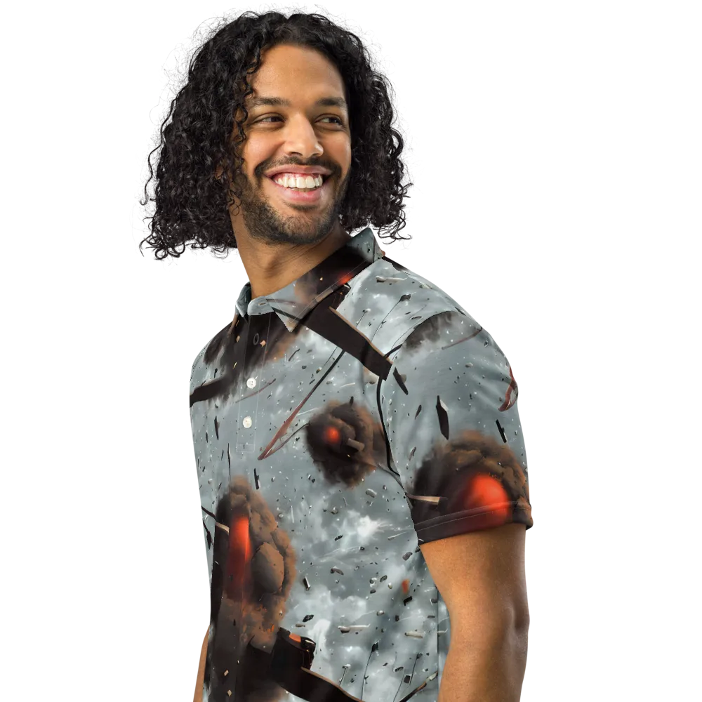 Celestial Collision on Men's Slim Fit Polo Shirt — Left Front