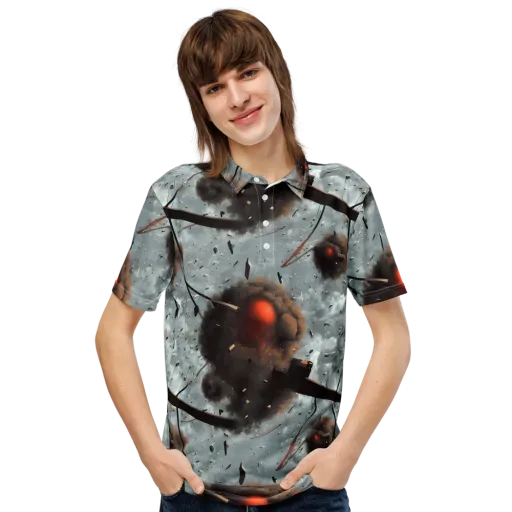 Celestial Collision on a Men's Slim Fit Polo Shirt