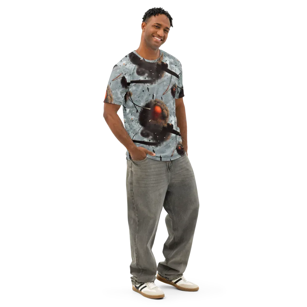 Celestial Collision on Men's Cotton Crew Neck T-Shirt — Right Front
