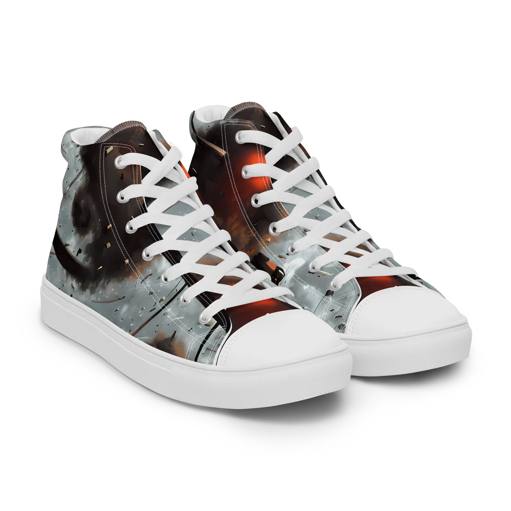 Celestial Collision on Men's High Top Canvas Shoes — Right Front