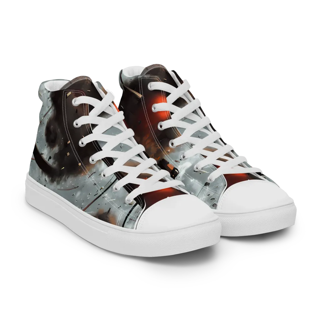 Celestial Collision on Men's High Top Canvas Shoes — Right Front