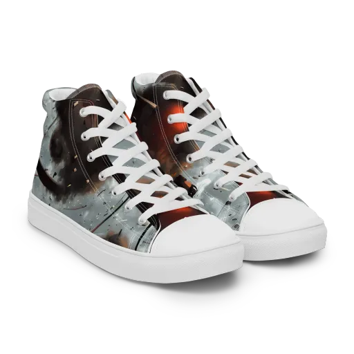Celestial Collision on a Men's High Top Canvas Shoes