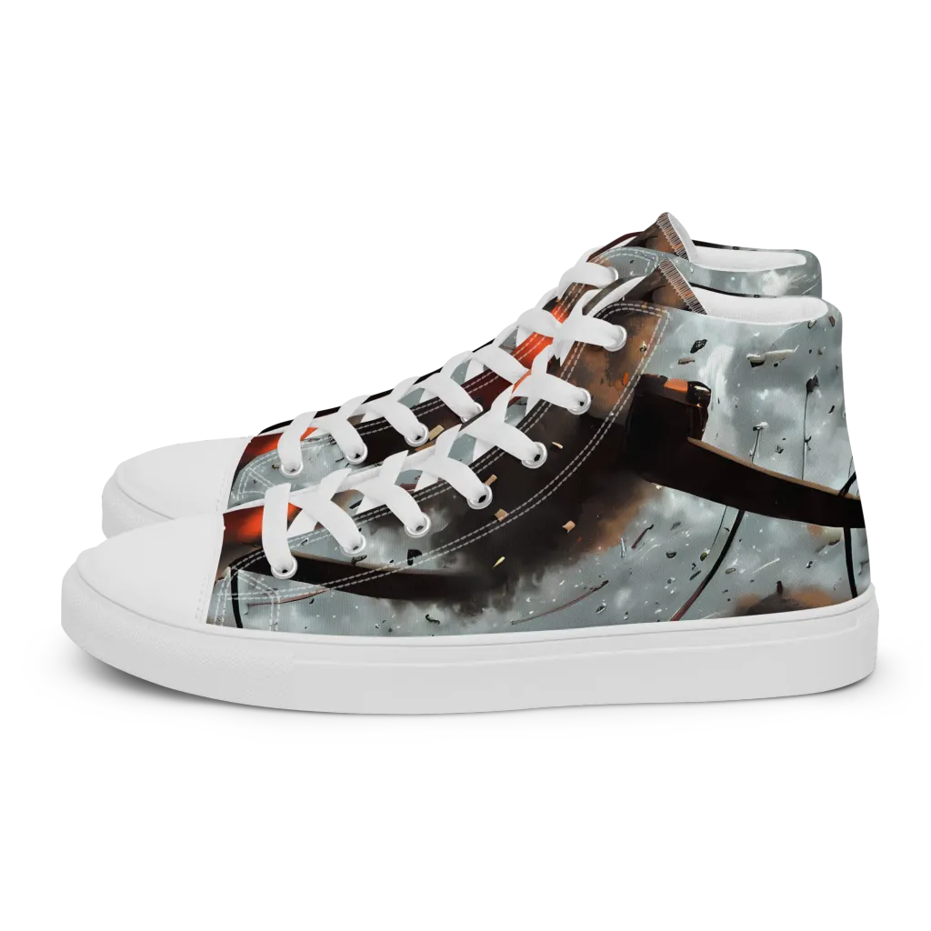 Celestial Collision on Men's High Top Canvas Shoes — Left