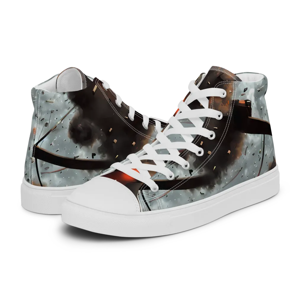 Celestial Collision on Men's High Top Canvas Shoes — Left