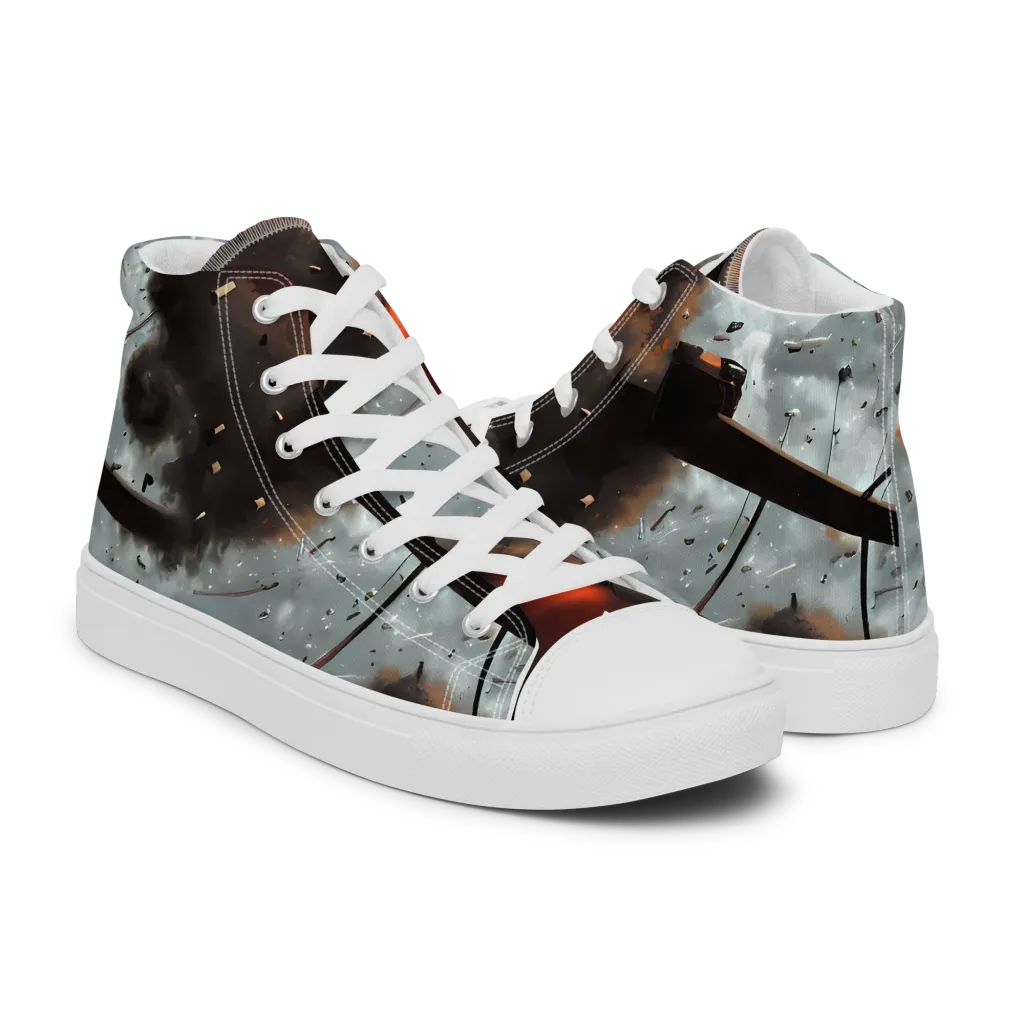 Celestial Collision on Men's High Top Canvas Shoes — Right