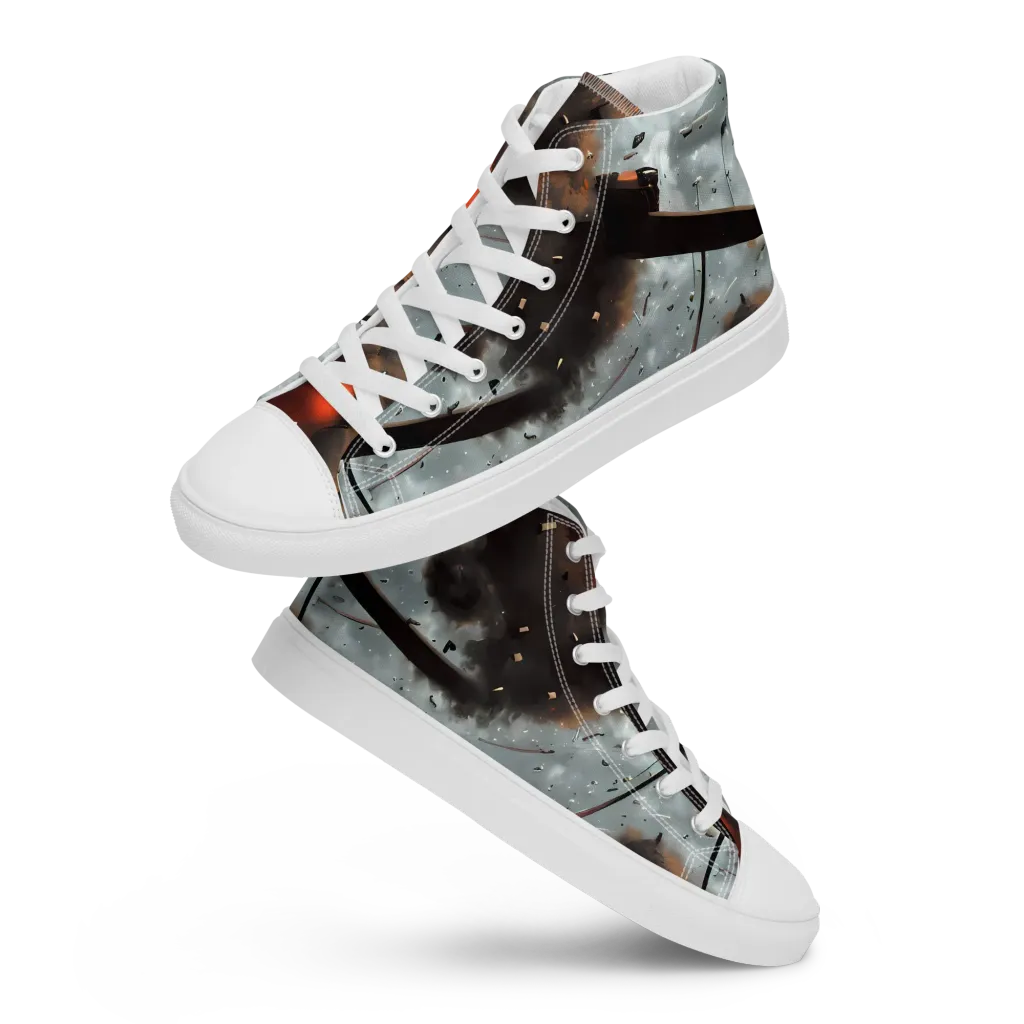 Celestial Collision on Men's High Top Canvas Shoes — Front
