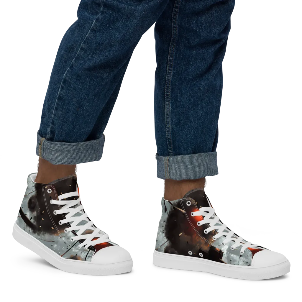 Celestial Collision on Men's High Top Canvas Shoes — Right