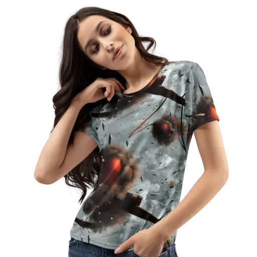 Celestial Collision on a Women's Crew Neck T-Shirt