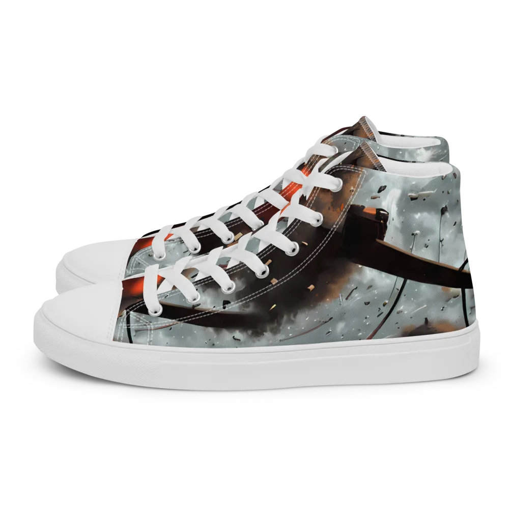 Celestial Collision on Women's High Top Canvas Shoes — Left